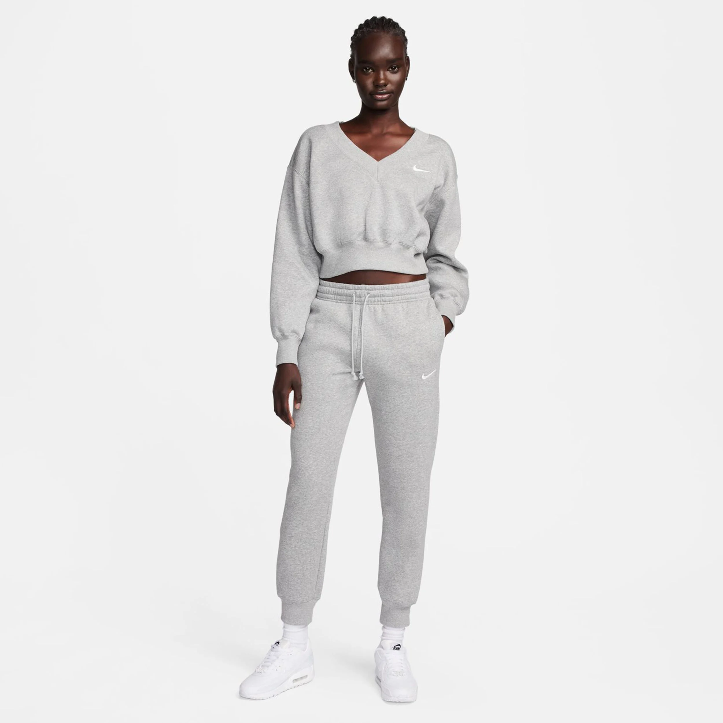 Nike PHNX Fleece Mid-Rise Standard Pantalon Survêtement Femmes - Gris Clair