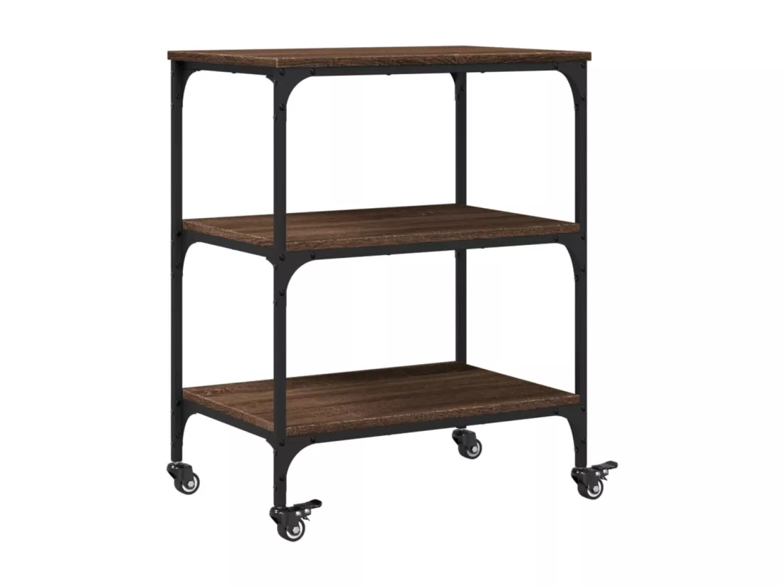 Chariot de cuisine chêne marron 60x41x76 cm bois d'ingénierie