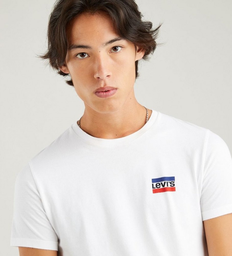 Conjunto de duas camisetas Levi's, branca e azul marinho.