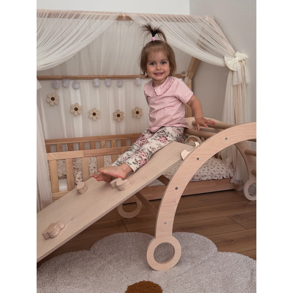 Køb Woobiboo Natural Montessori Rocker Med Beige Madras Og Slide-Climber L