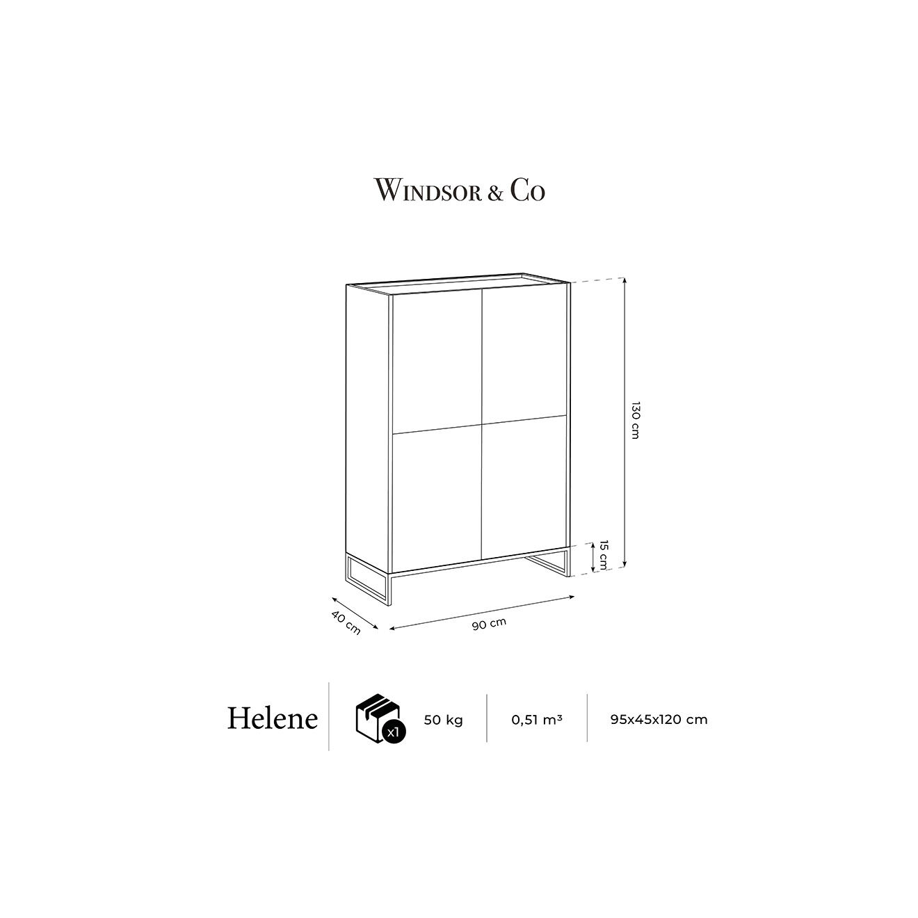 Windsor & Co Bibliothèque Helene noire - 90x40x130 cm