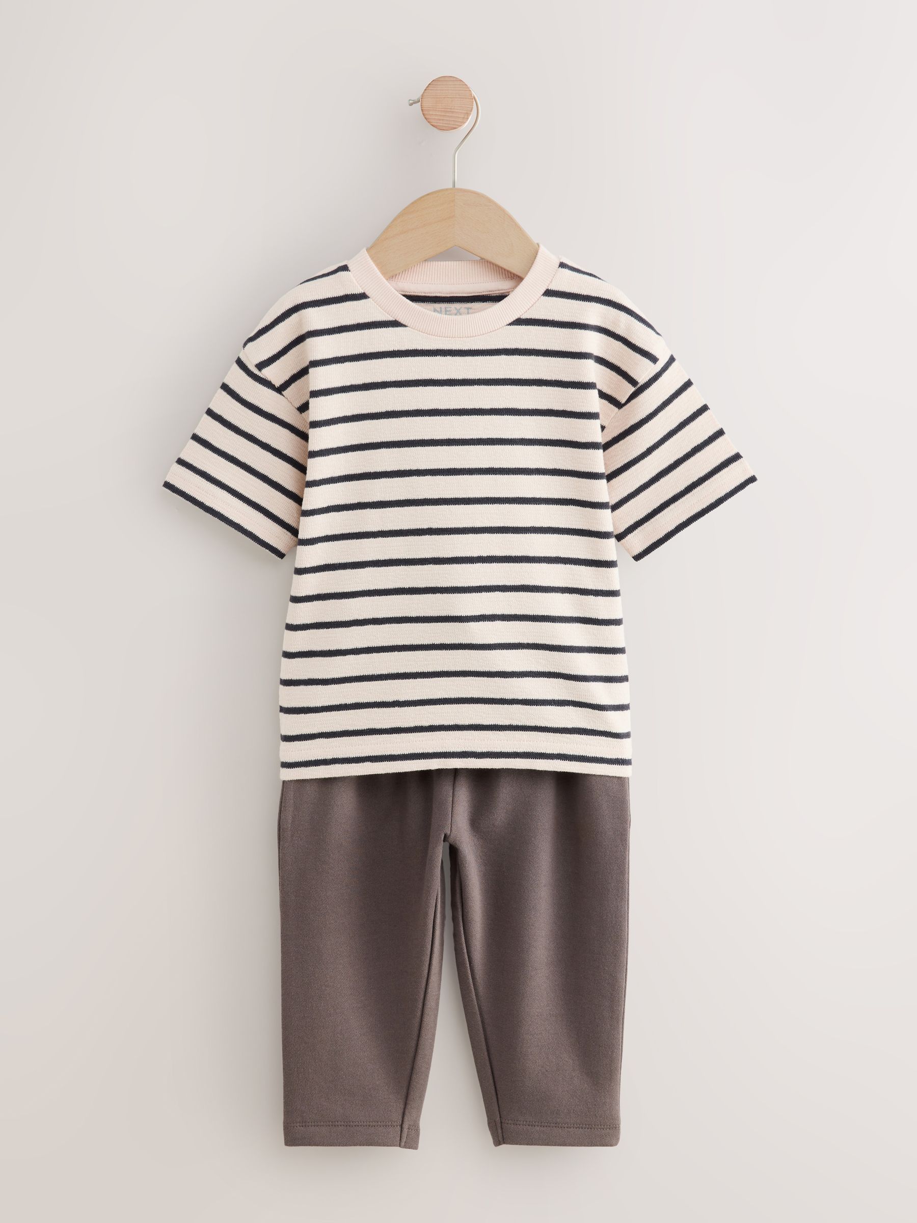 Blauw corduroy - 3 -delige set van T-shirt en joggingbroeken (3mnd-7jr)