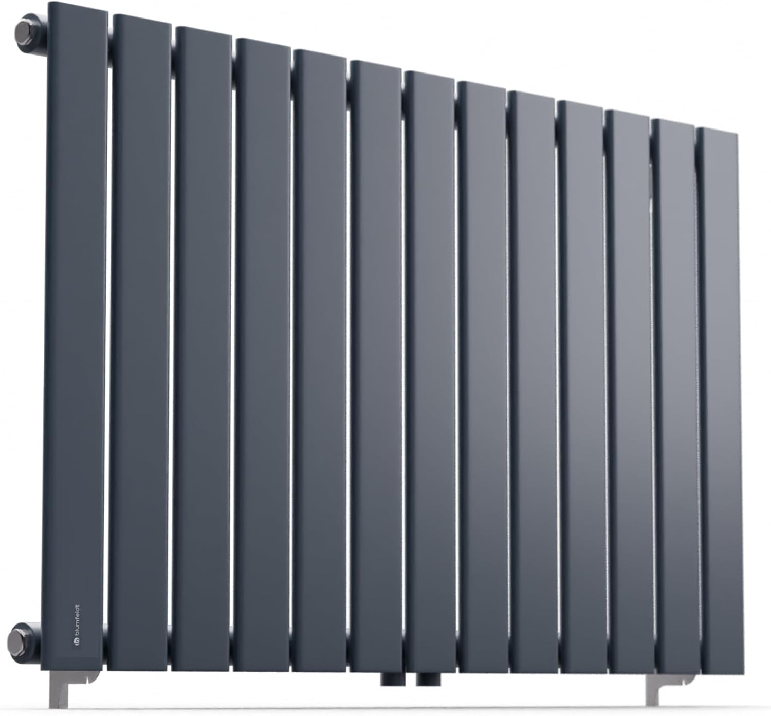 Blumfeldt Badheizkörper, Design Heizkörper Flach, Sparsamer Flachheizkörper Vertikal, 681 Watt Warmwasser Wandheizkörper für Badezimmer & Wohnzimmer, Leiser Vertikal Heizkörper mit Thermostat