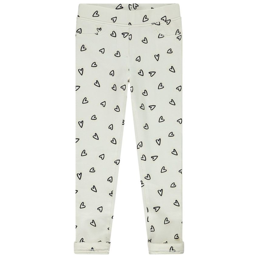Jegging en molleton imprimé fantaisie pour fille - Ecru