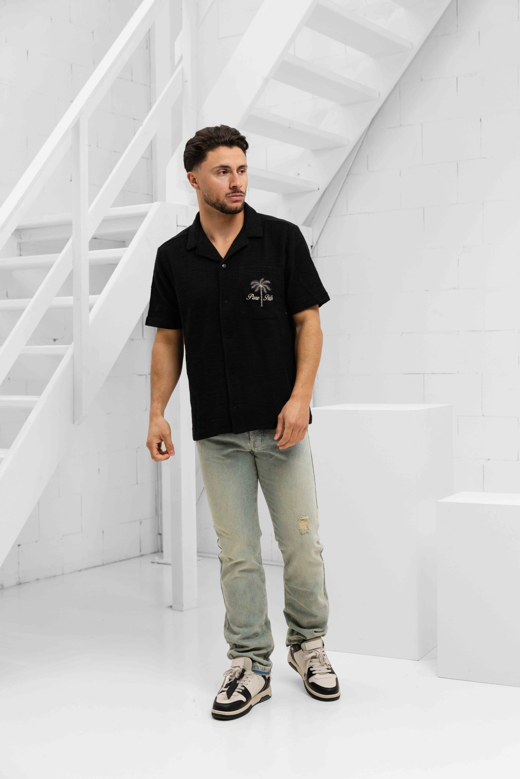 Pure Path Boucle Palm Shirt Heren Zwart
