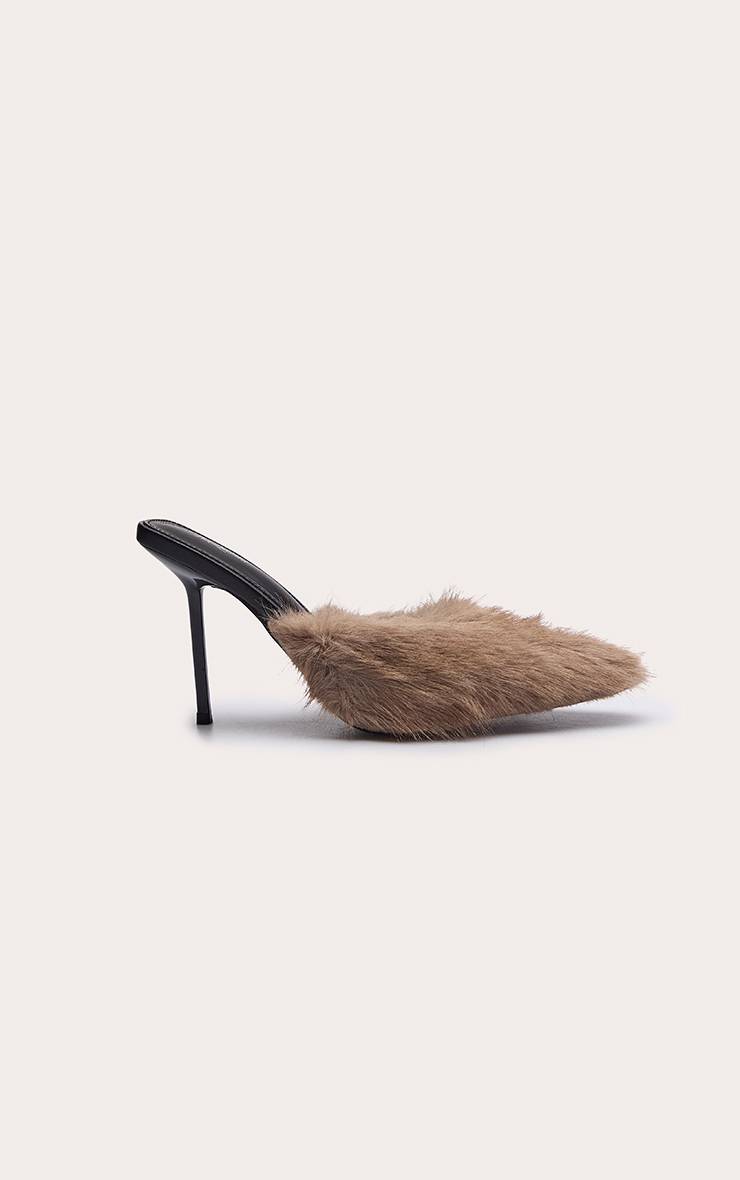 Gris Souris Mule À Talon Bout Pointu En Synthétique