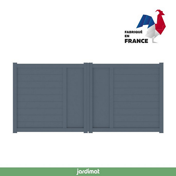 Portail Jardimat battant motorisé aluminium Aquarelle gris anthracite - 350 x h.170 cm