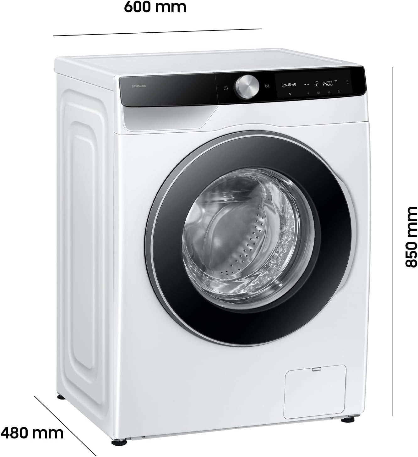 Samsung WW90DG6G94LKU2 Waschmaschine WW6100D SLIM, 9 kg, EEK: A (-10%), Klartext-Display, Dampfprogramm, SmartThings AI Energy Mode, Ecobubble, AI Wash, SuperSpeed 39 Min. Waschprogramm, Weiß