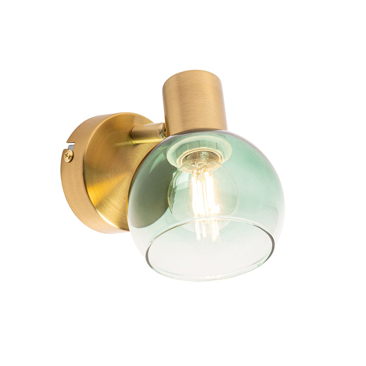 Art Deco spot goud met groen glas - Vidro