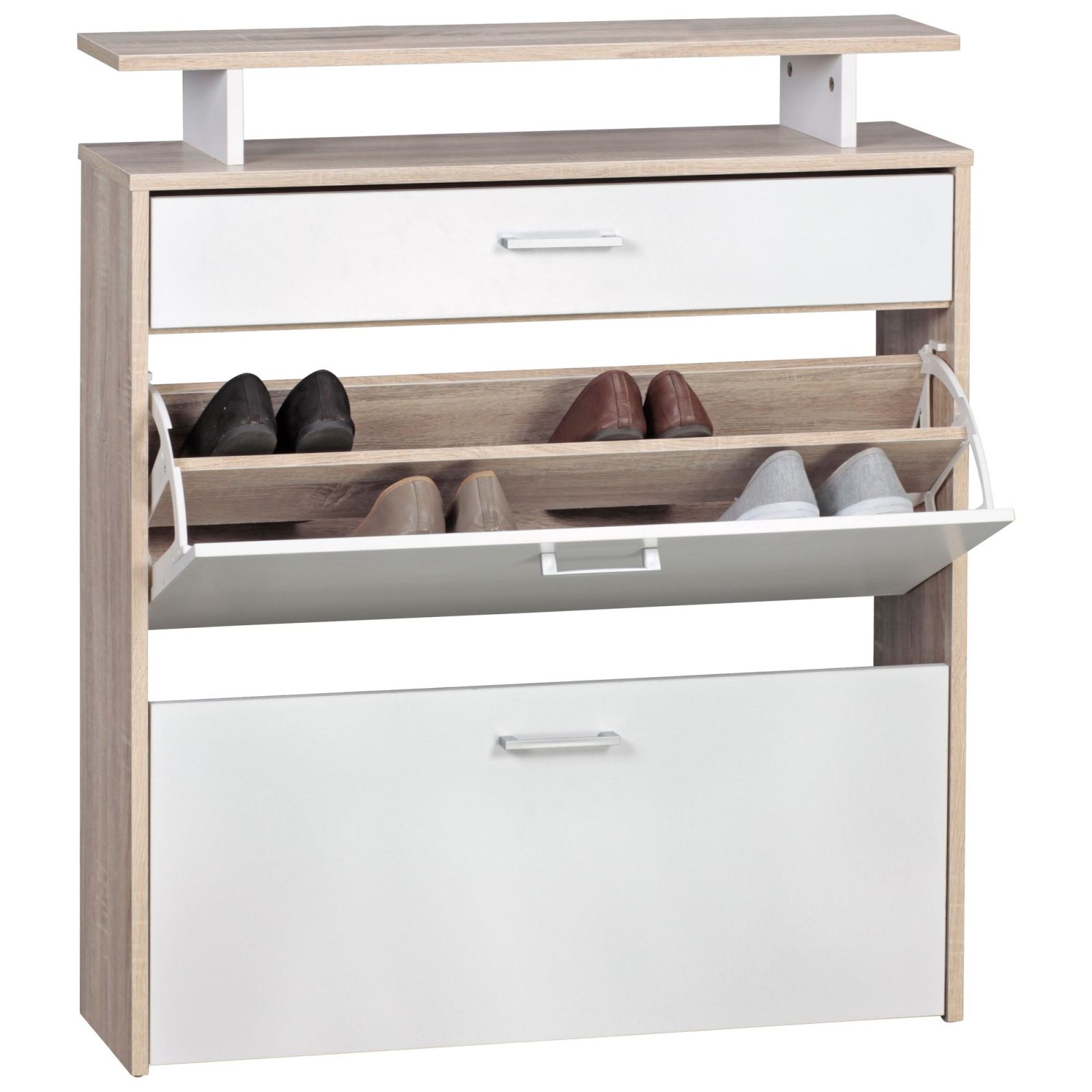 Schuhkipper - Sonoma Eiche-weiß- 80 cm