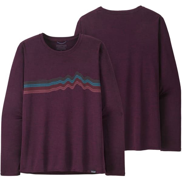 T-shirt randonnée PATAGONIA W'S L/S CAP COOL DAILY GRAPHIC SHIRT RIDGE RISE STRIPE/NIGHT PLUM X-DYE