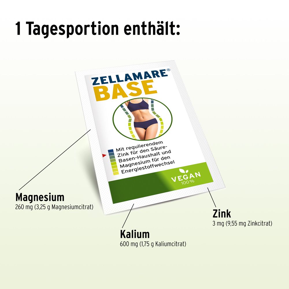 ZELLAMARE BASE + Teststreifen - für Intervall-Fasten, Säure-Basen-Haushalt + Stoffwechsel, VEGAN, glutenfrei