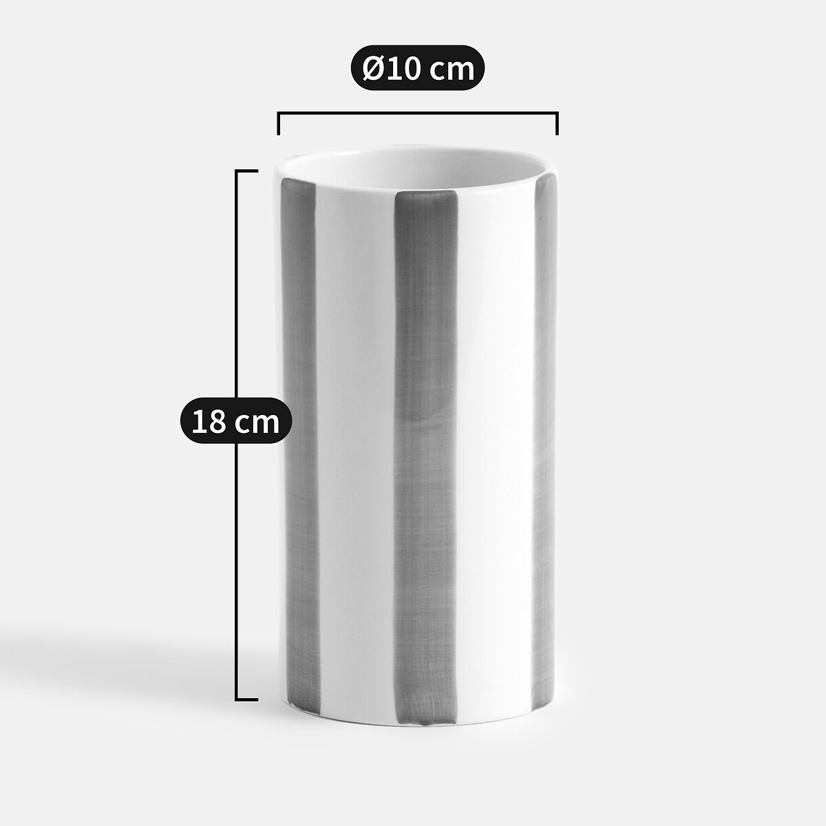 LA REDOUTE INTERIEURS<br>Vaso de cerâmica listrado, Alt.18 cm, Jaoma