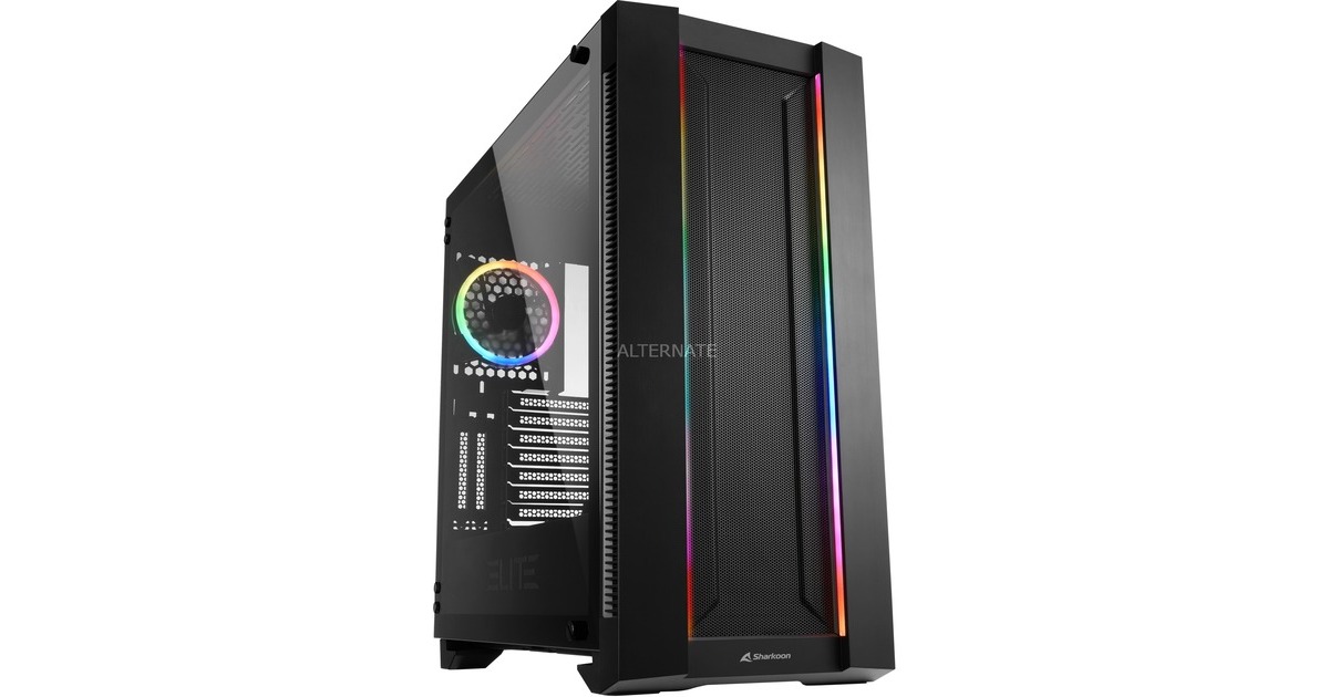 SharkoonELITE SHARK CA200M big tower behuizing  (Zwart | 4x USB-A | Window)
