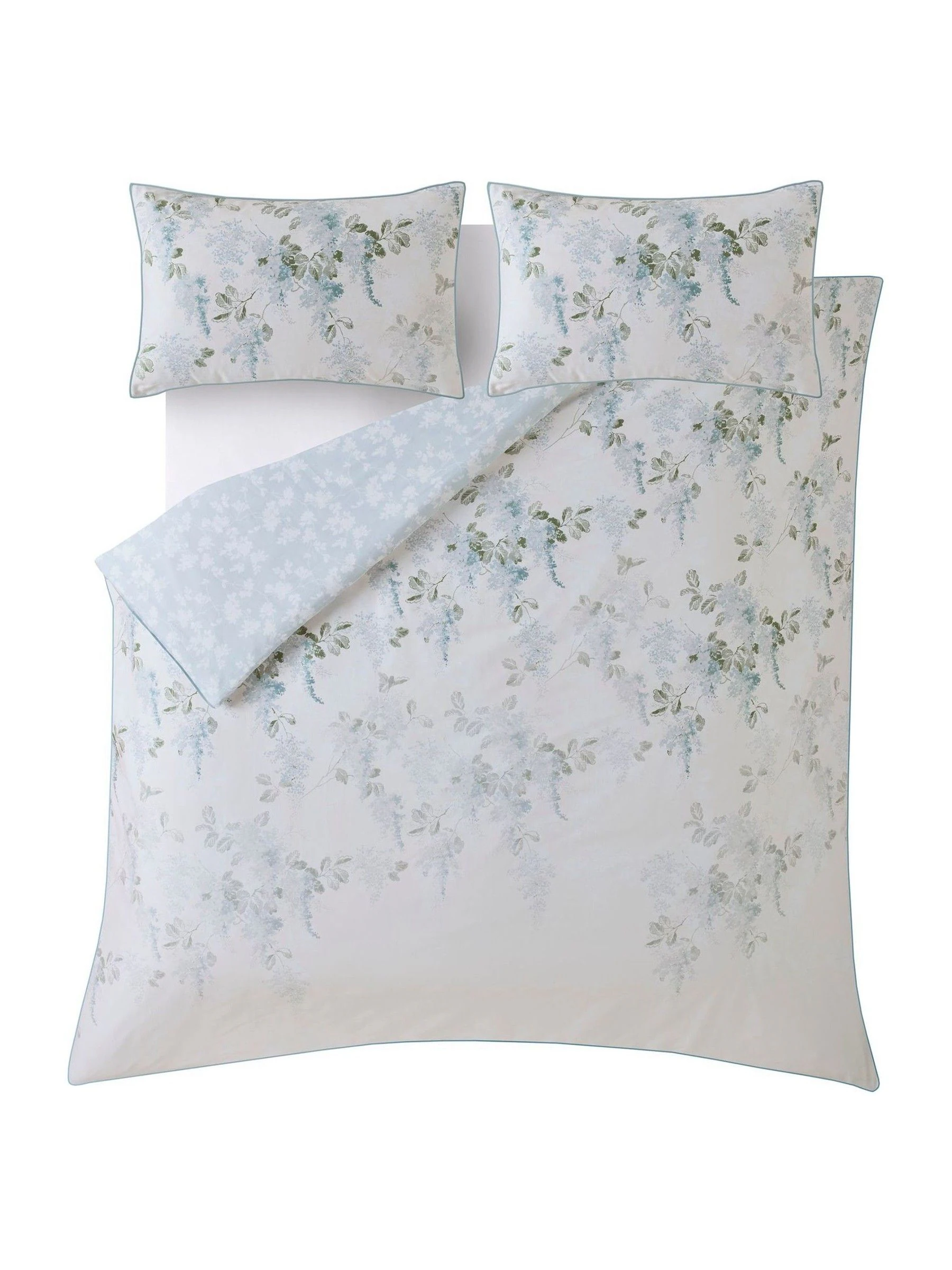 Laura Ashley 100% Cotton Sateen 220 Thread Count Mirabelle Duvet Cover and Pillowcase Set