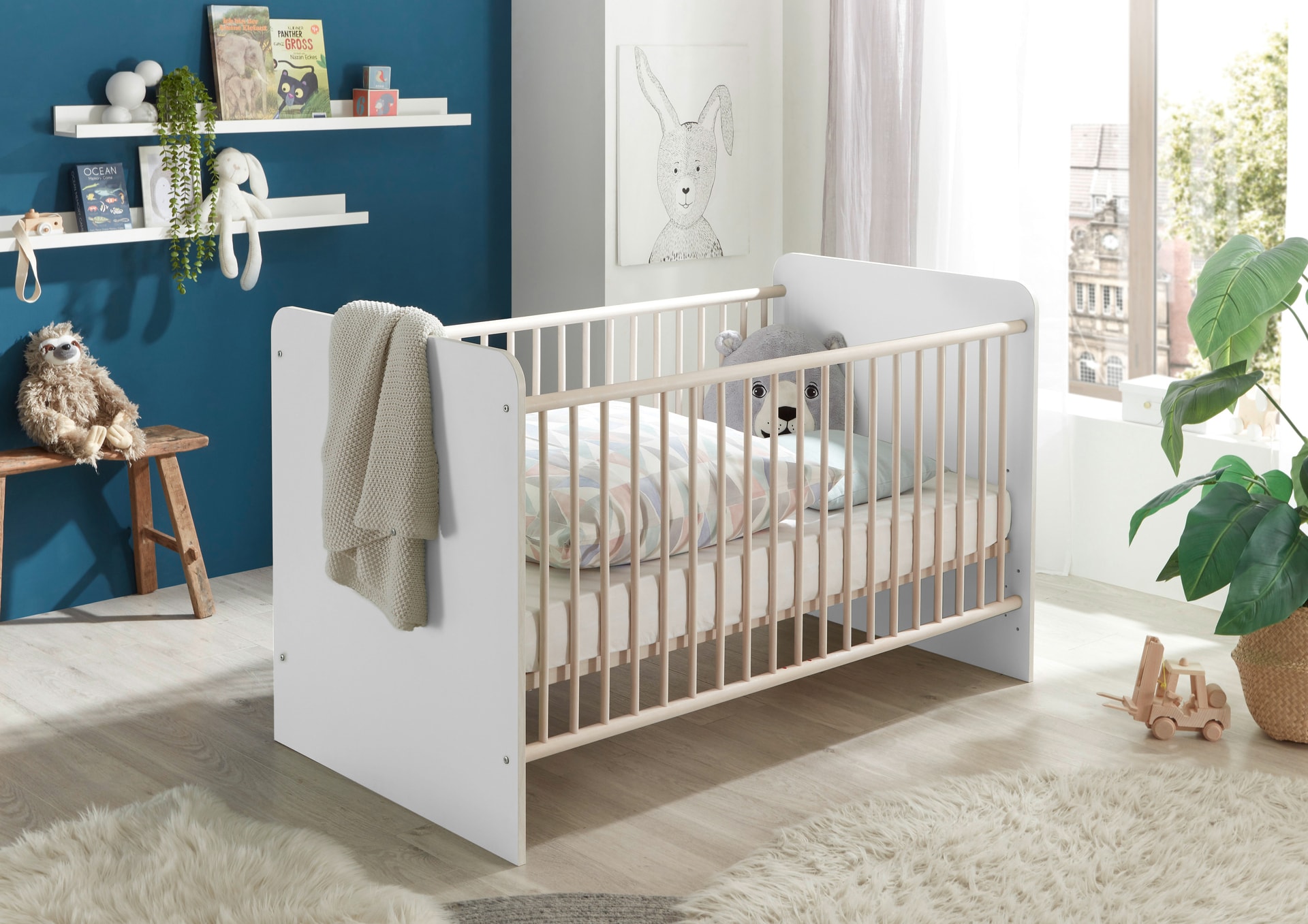 Babybett PRIZZI weiß/ braun