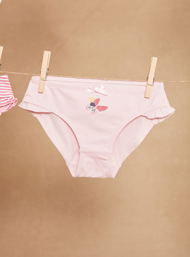5 culottes roses à imprimé à rayures, à pois et à motif papillons