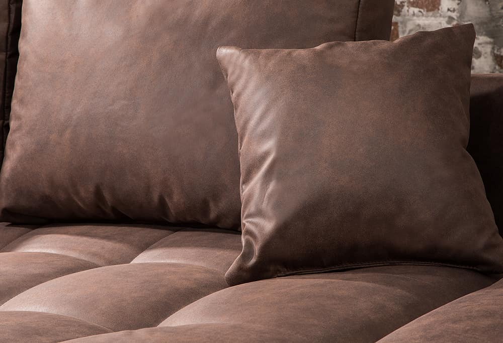 Modernes Ecksofa KENT 220cm braun Federkern Wohnlandschaft inkl. Hocker und Kissen