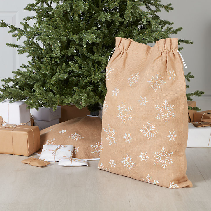 Sac hotte Noël jute naturel l.50 x H.80 cm