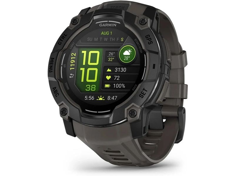 GARMIN Sportuhr Instinct 3 Schwarz/Kohle 50 mm Multisportuhr für In- und Outdoor mit Silikon-Wechselarmband 26 mm