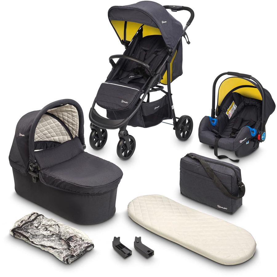 babyGO Kombikinderwagen 3 in 1 Mustard