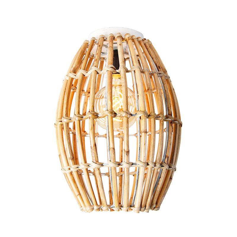 Landelijke plafondlamp bamboe en wit - Canna Capsule