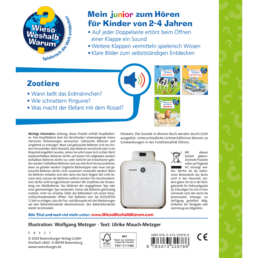 Ravensburger Wieso? Weshalb? Warum? Mein junior zum Hören: Zootiere