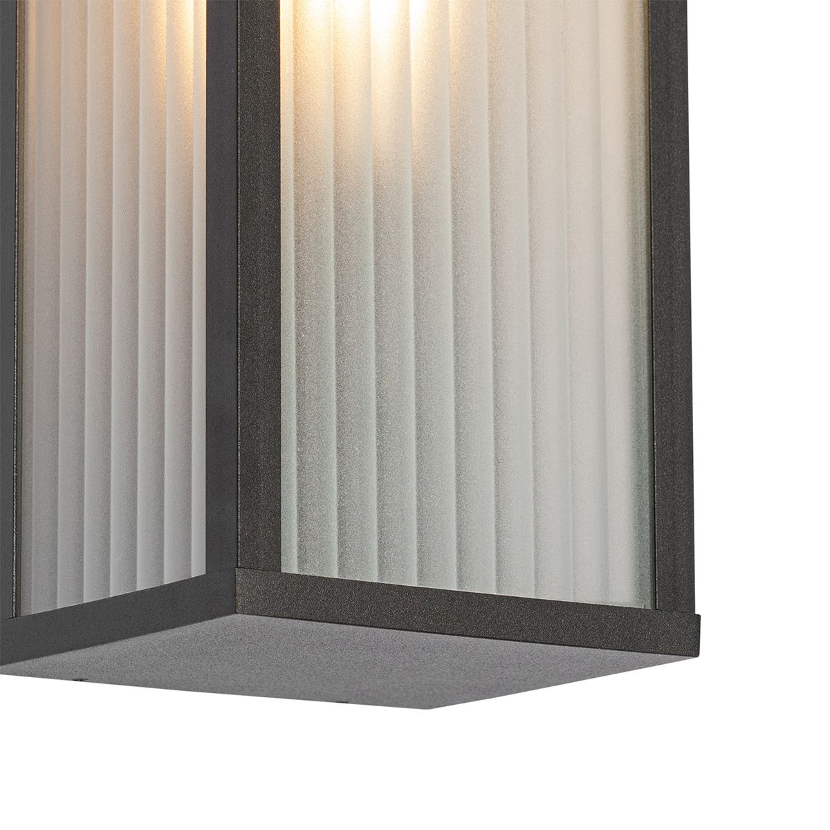 Buiten wandlamp zwart met ribbel glas IP44 - Charlois