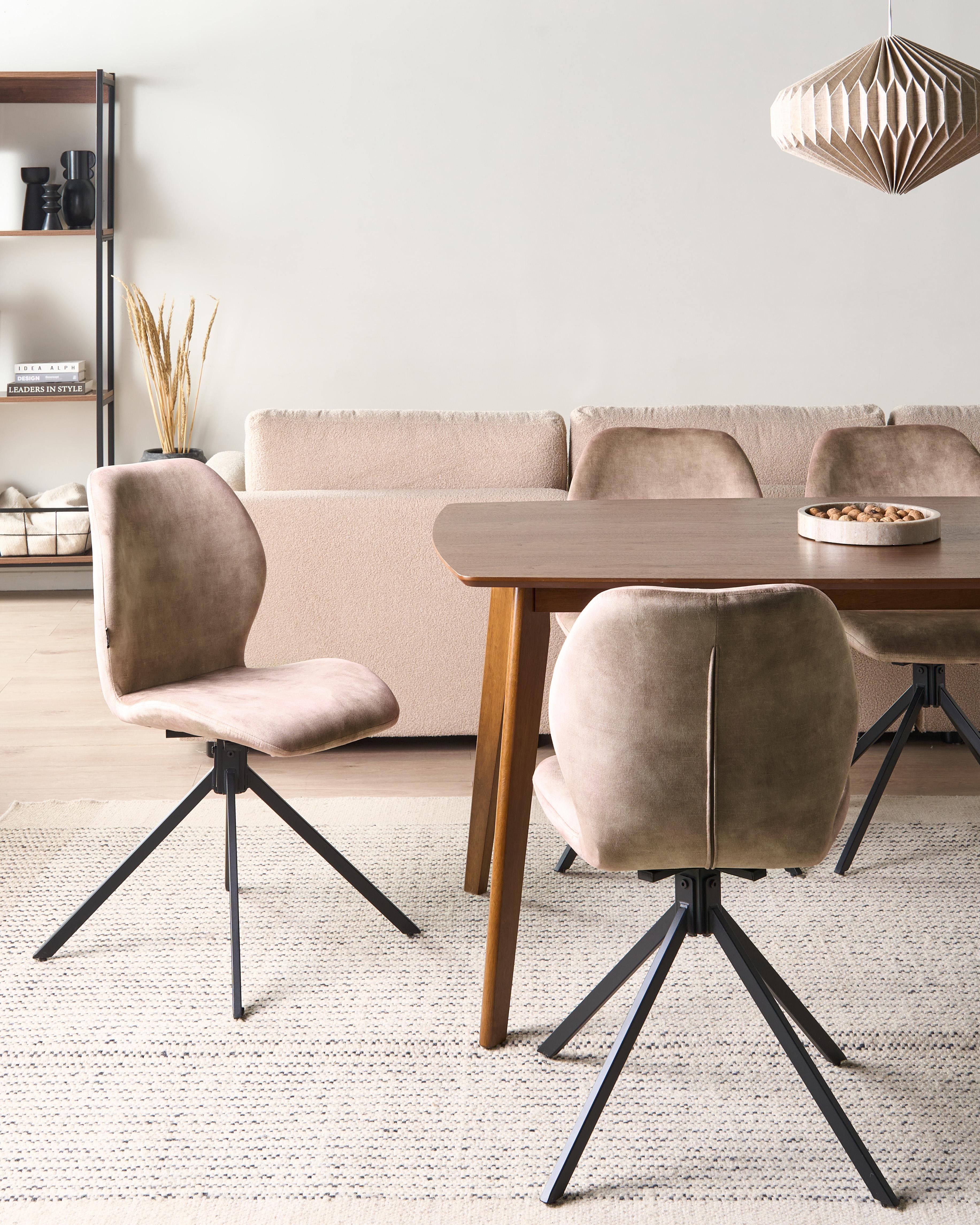 Set van 4 eetkamerstoelen draaibaar MORRISON Fluweel Beige