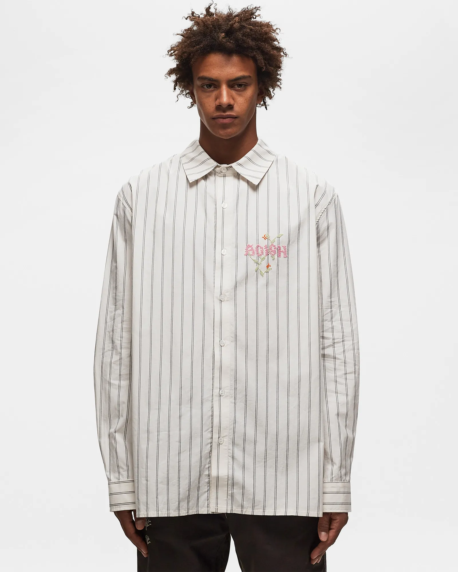 ADISH Nafnuf Logo Cotton Striped Shirt