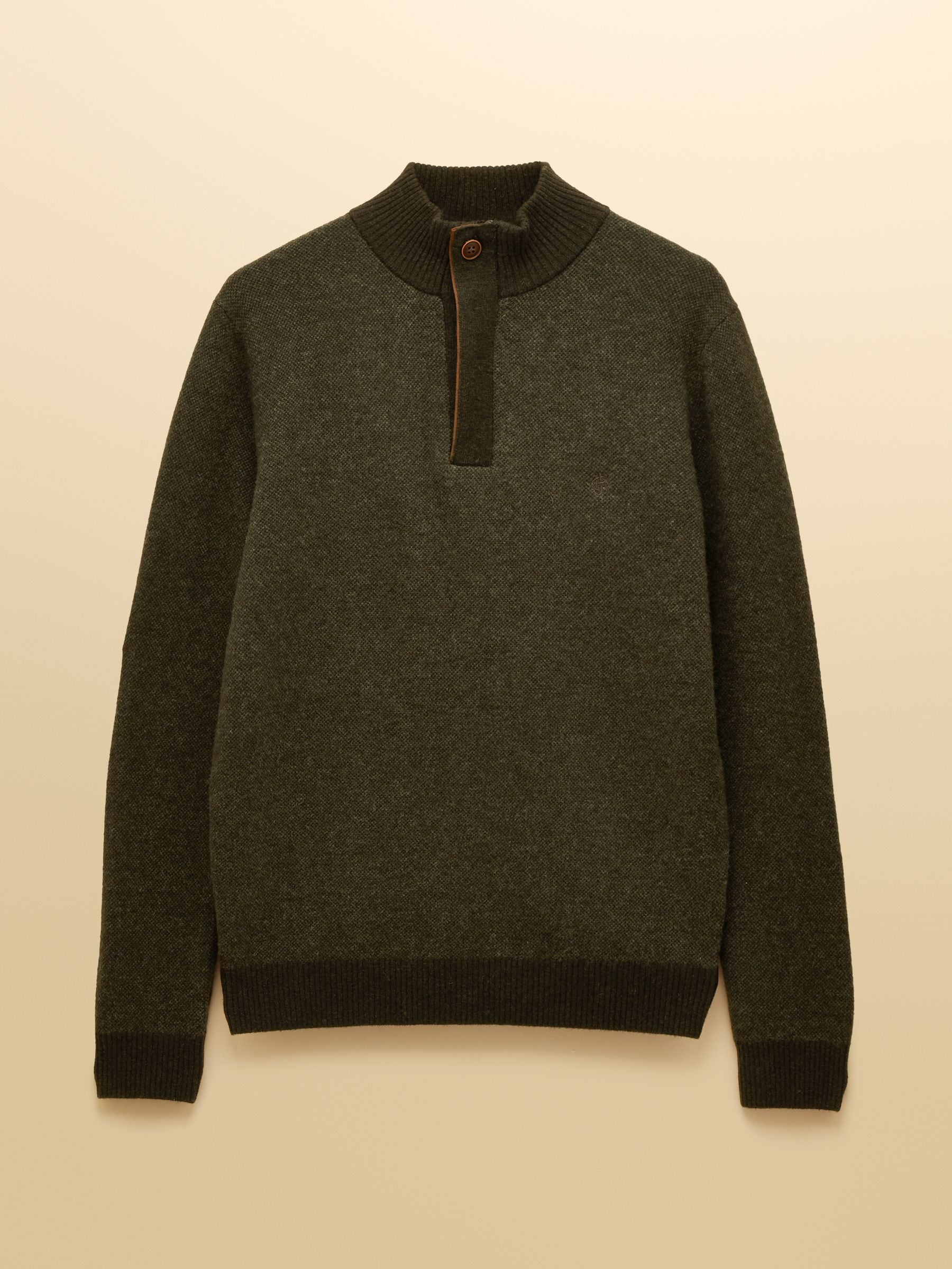 Donkergroen - Joules Highland Wool-Rich Button Quarter Zip Jumper