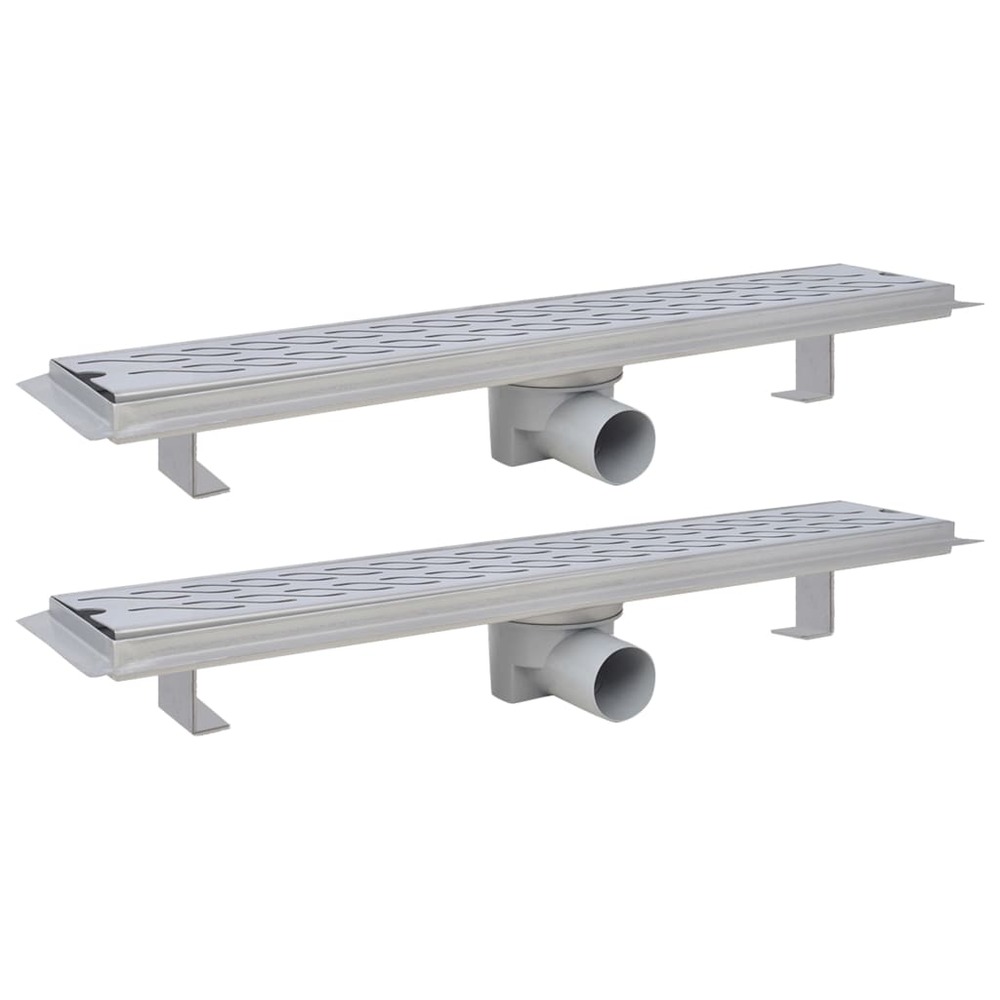 Drain de douche linéaire 2 pcs 630 x 140 mm acier inoxydable