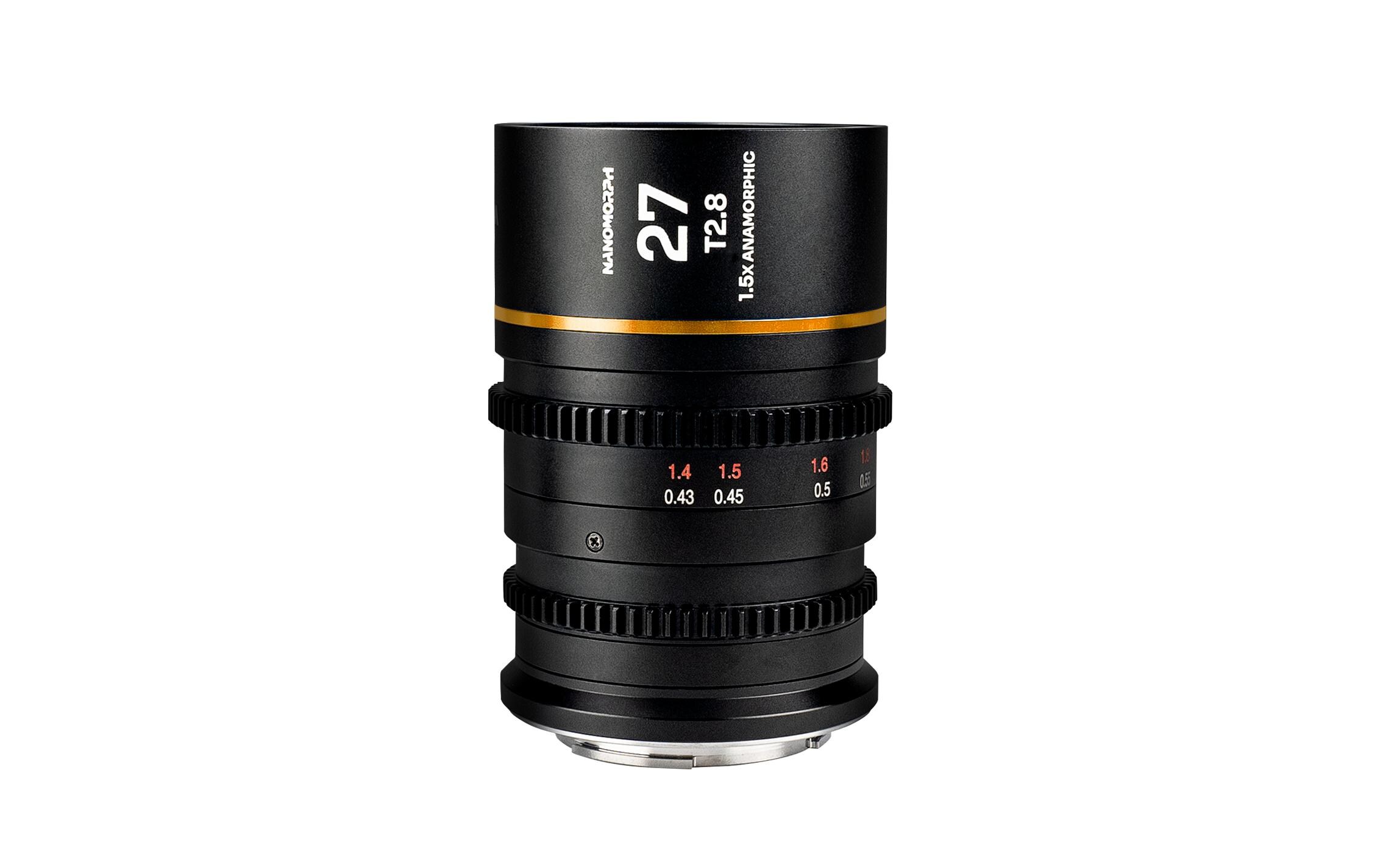 Festbrennweite Nano1.5X 27 mmT/2.8(Amber) – Fujifilm X-Mount<br>Ultra kleines anamorphotisches Objektiv für Super35-Sensoren