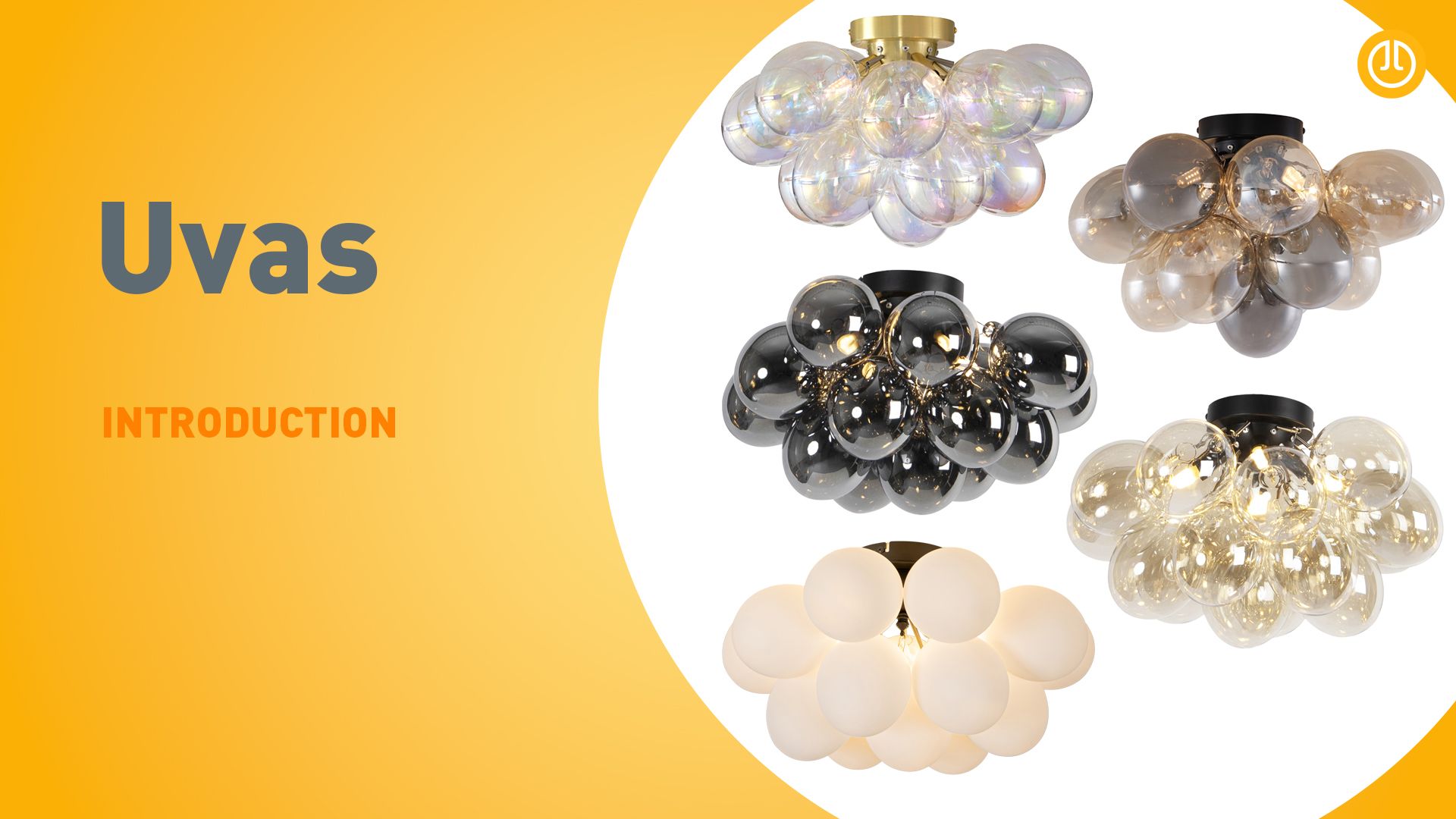 Design plafondlamp zwart met smoke glas 4-lichts - Uvas