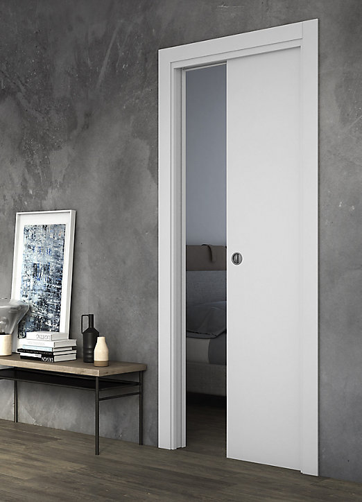 Porte coulissante Arithmos laqué blanc H.204 x l.93 cm