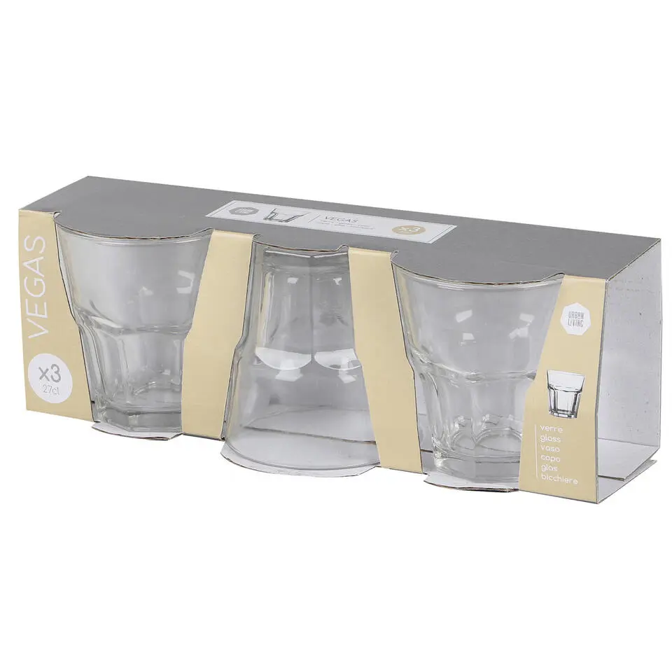 Urban Living Waterglazen Vegas - transparant glas - 3x - 270 ml