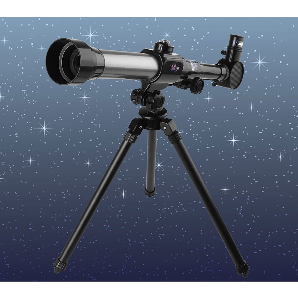 (5-tlg. Set) Kinder Teleskop mit Stativ 20x/30x/40x Vergrösserung Astronomisches Fernglas - Schwarz / Silber