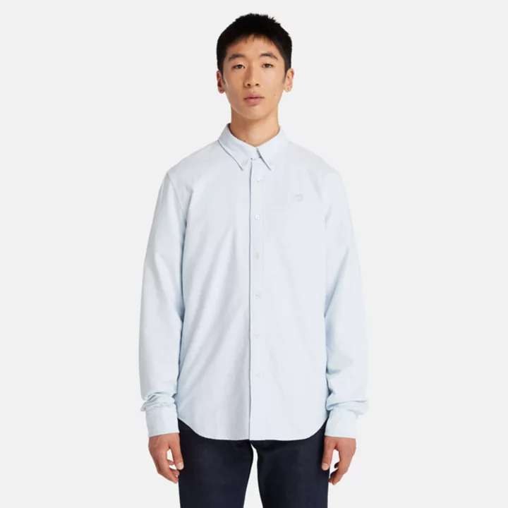 Chemise oxford à manches longues pour homme en bleu clair