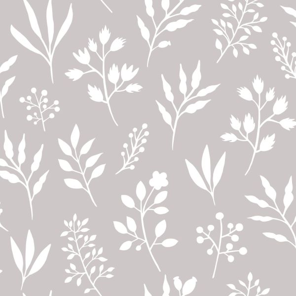 Estahome Bloemmotief Behang - Scandinavische stijl - 0,53 x 10,05 m - Warm Grijs