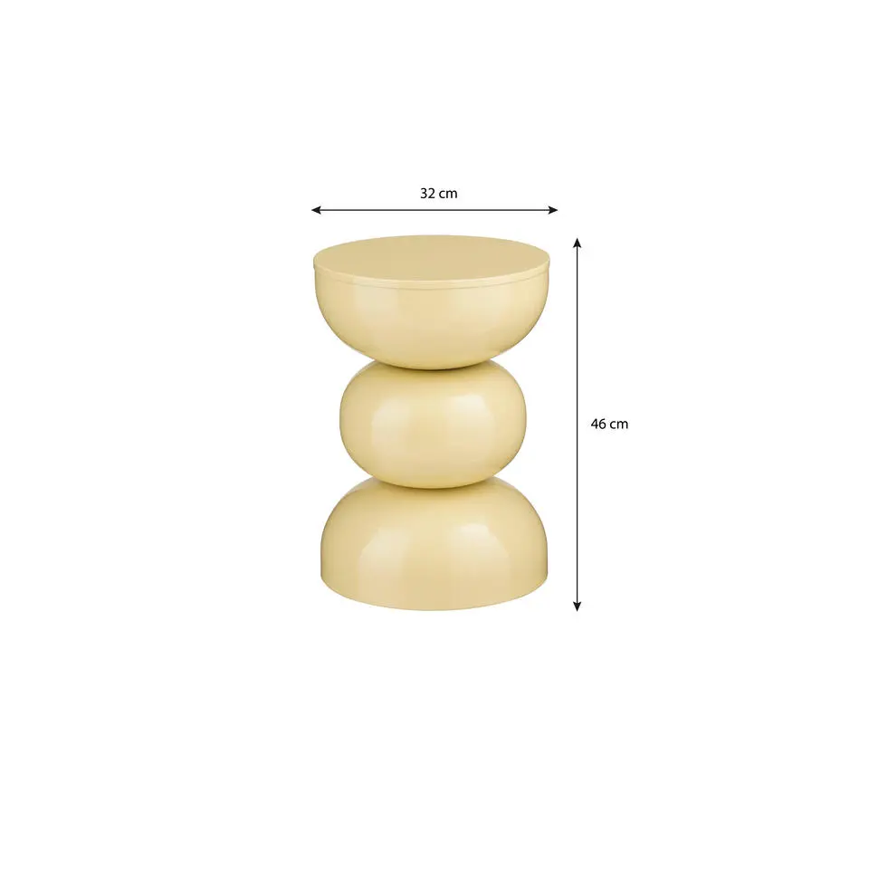 Mica Decorations Luna Bijzettafel - H46 x Ø32 cm - IJzer - Beige