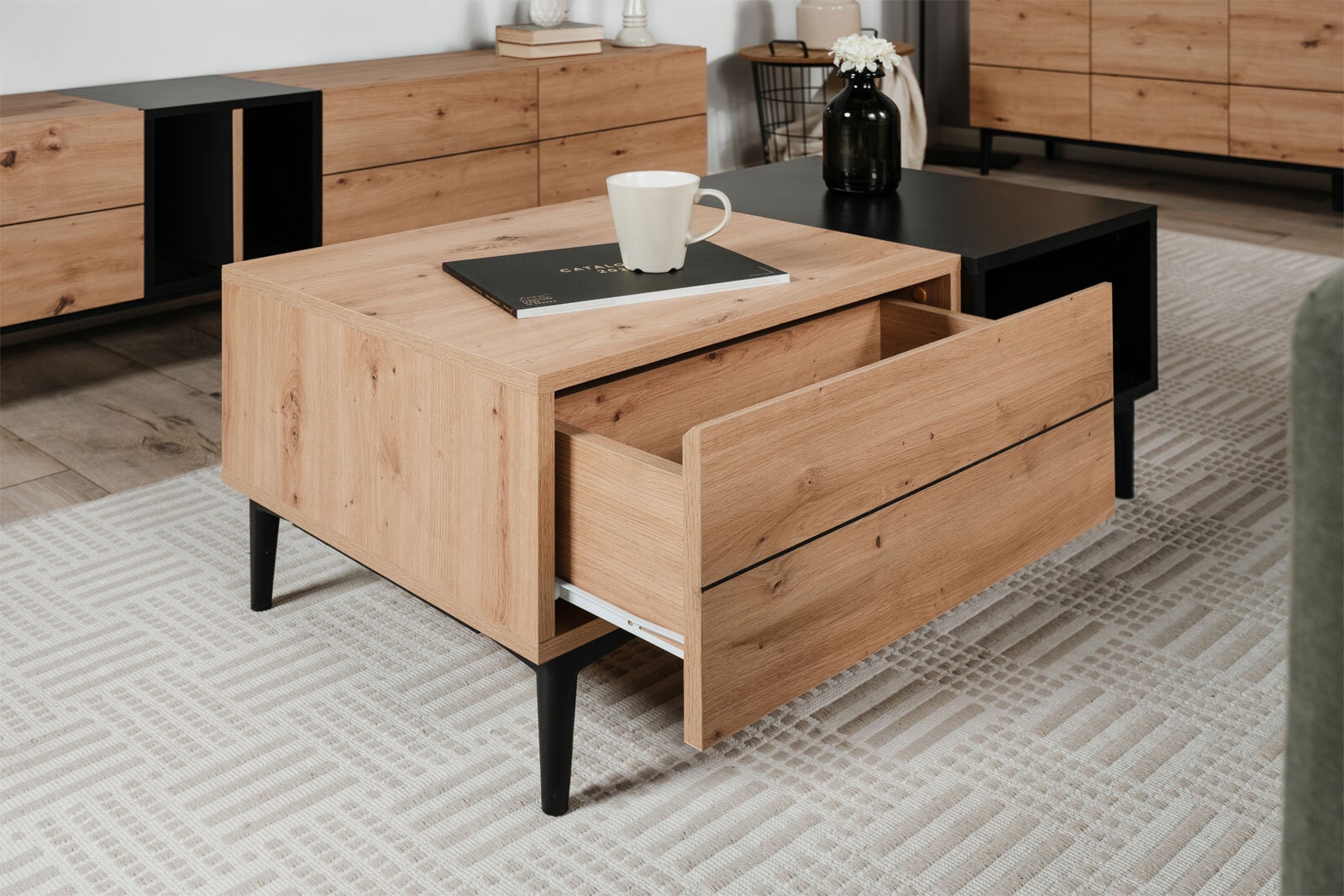 Couchtisch NOLA 100 x 55 cm Artisan Oak/schwarz