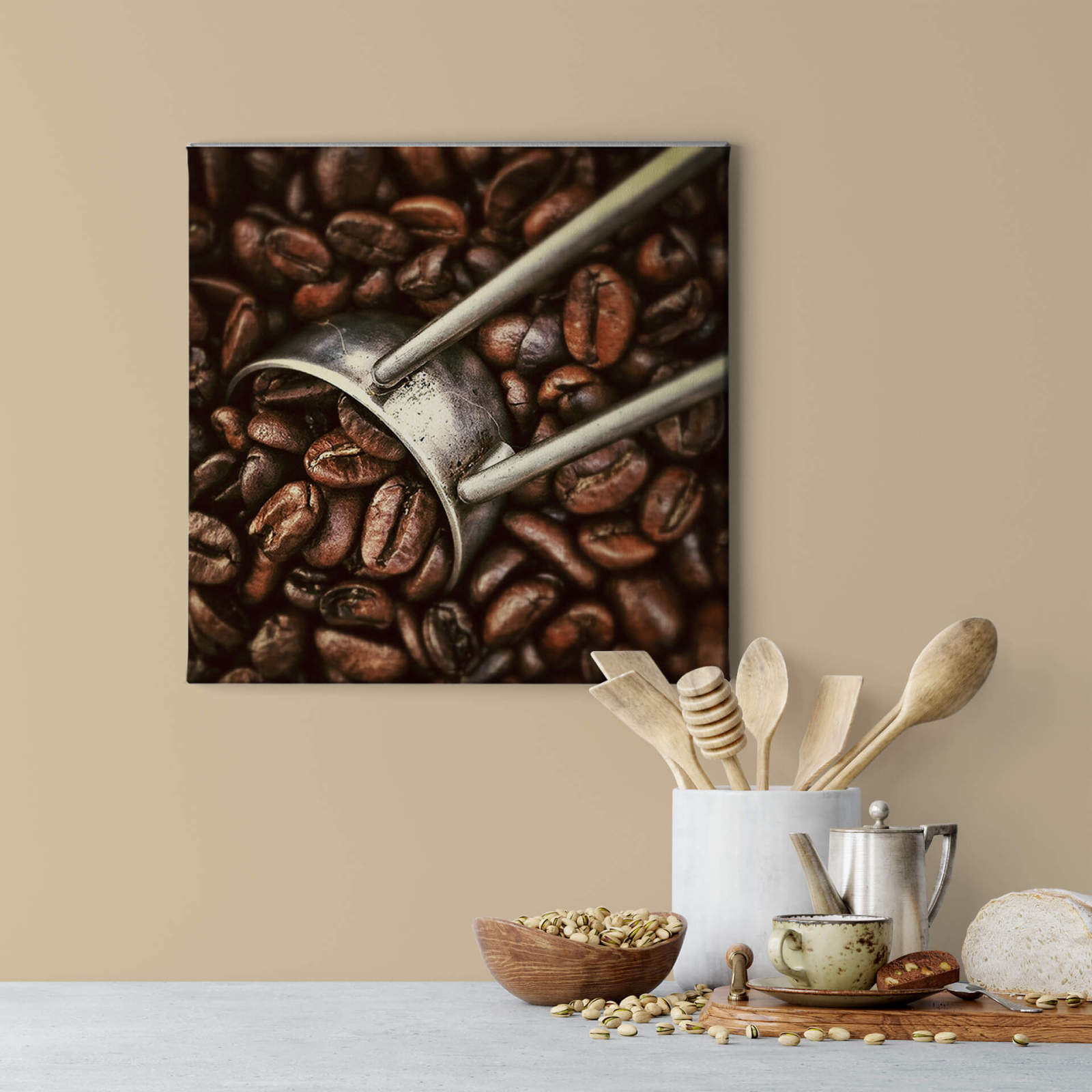 Leinwandbild KAFFEEBOHNEN - braun - 50x50 cm