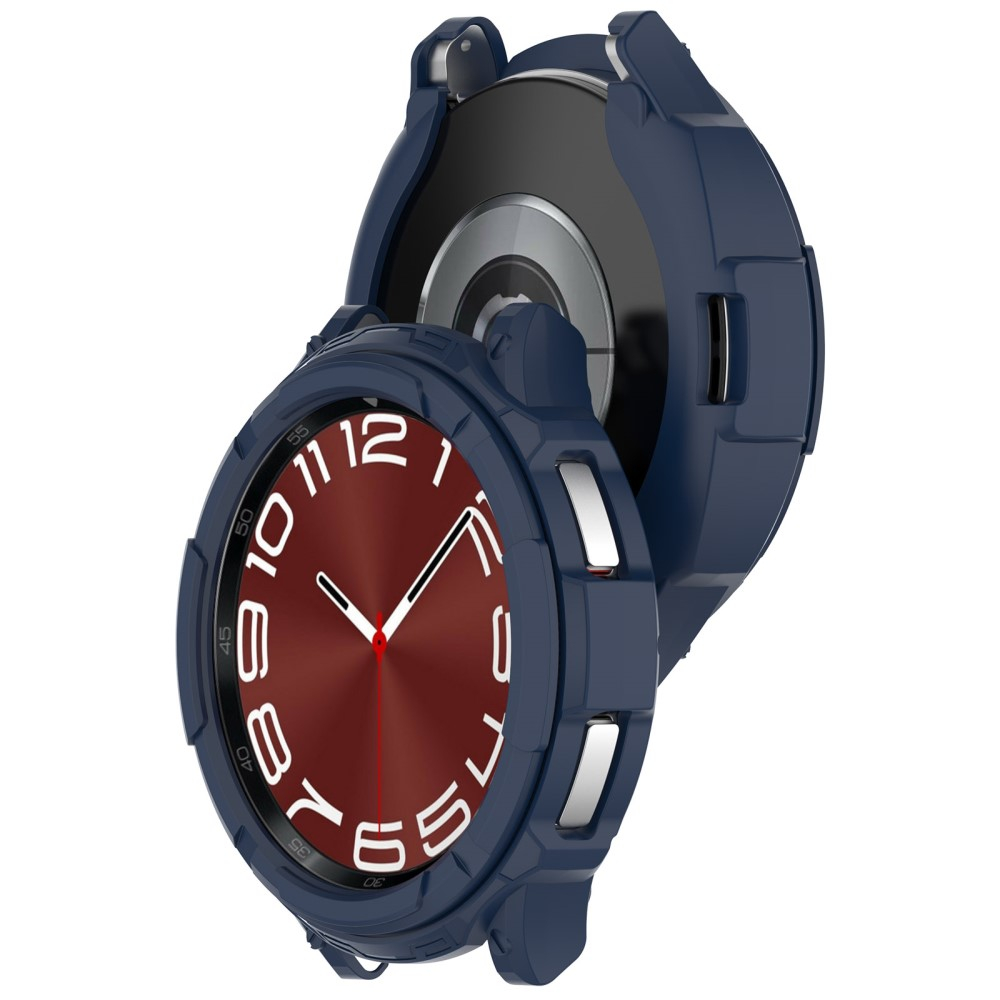 Samsung Galaxy Watch 6 Classic (47mm) Gummi Hülle Bumper mit Lünettenring - Blau