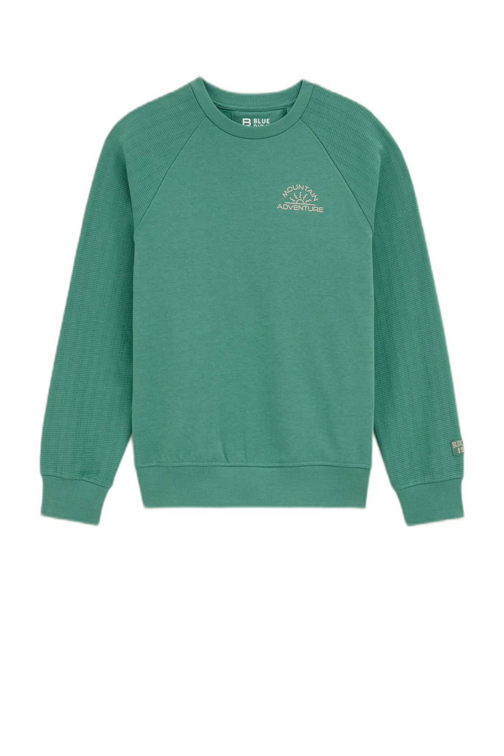 WE Fashion sweater met backprint groen/wit
