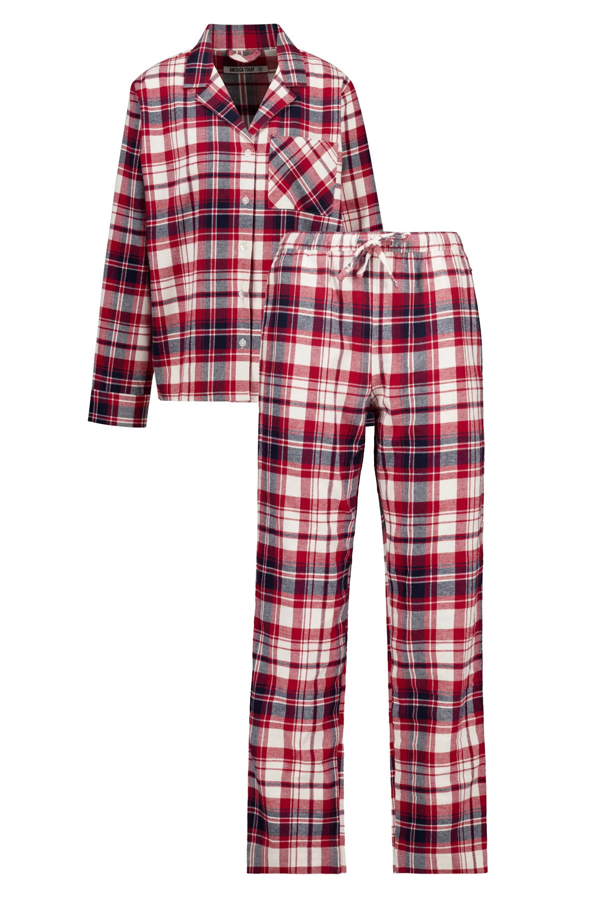 America Today pyjama Labello rood/wit/zwart