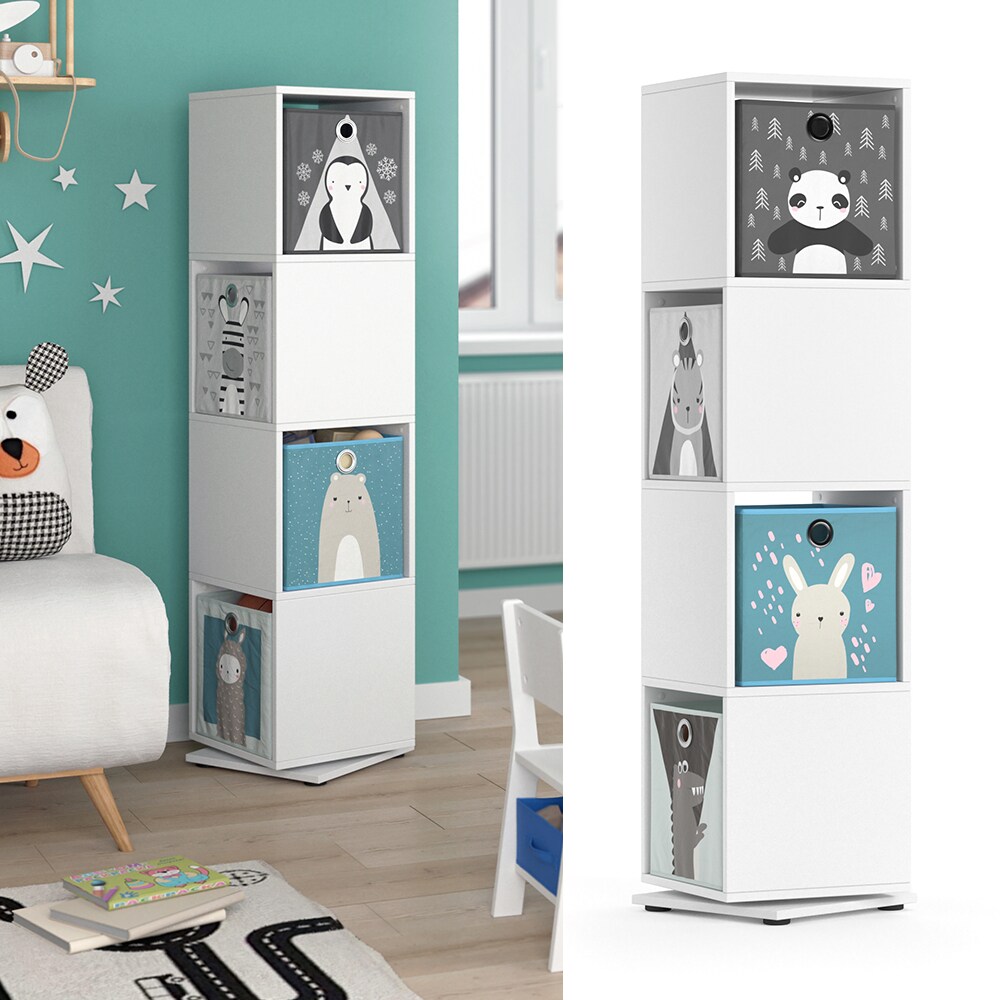 Vicco Drehregal Ordnerregal Standregal Weiß Bücherregal Büro Kinder-Faltboxen