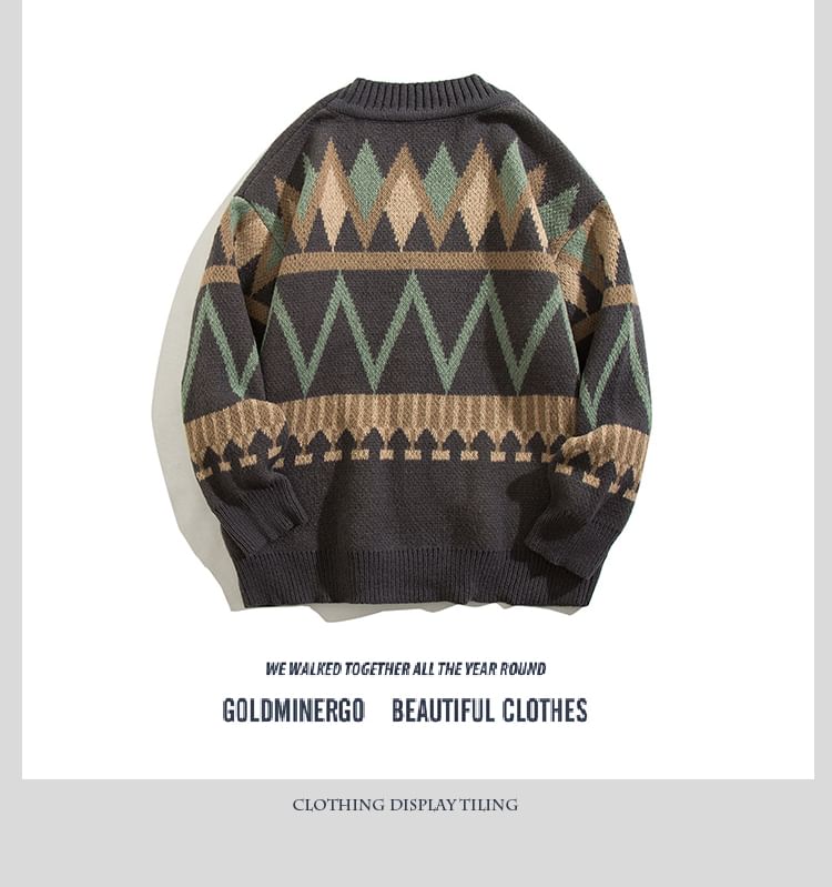 Yelmenor - Oversized vest met V-hals en patroon