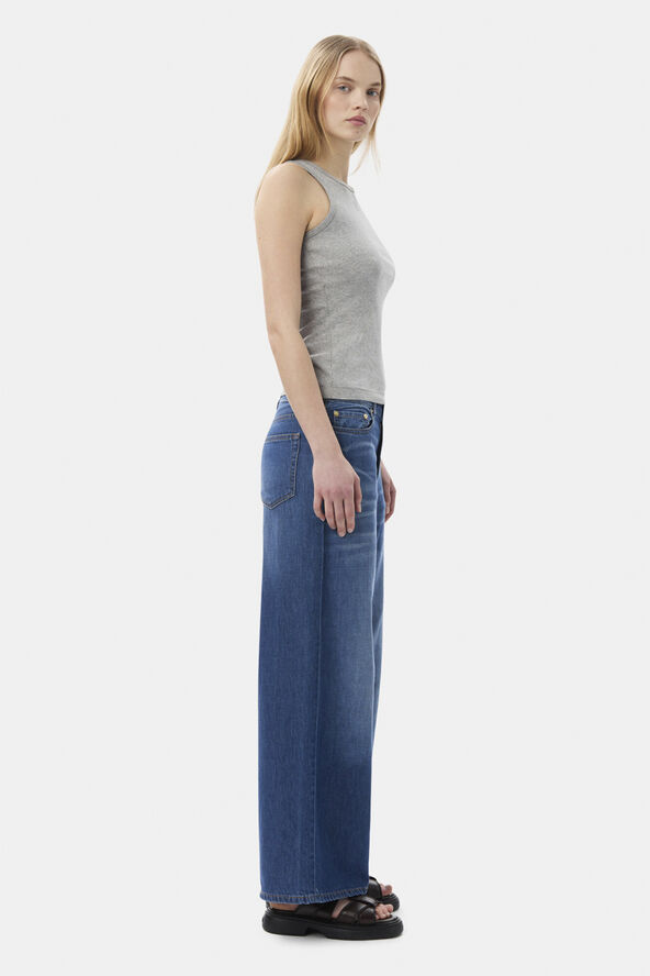 Ganni Soft Cotton Rib Tank Top Paloma melange