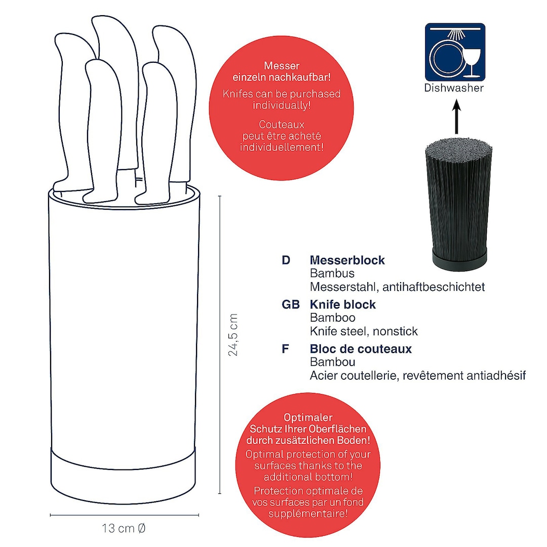 kela Messerblock-Set ACIDA 6-teilig Bambus