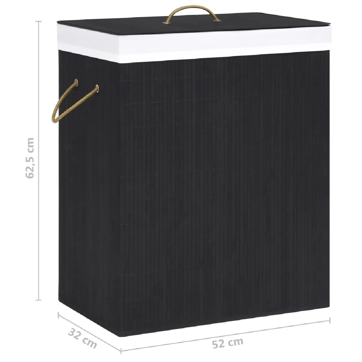 vidaXL Panier à linge bambou - Noir